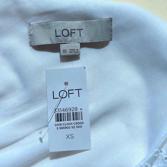 LOFT | White Eyelet Flounce Double V Dress, - Picture 13 of 15